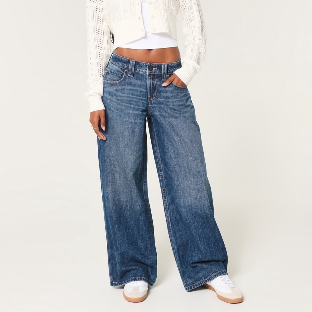 Low Rise Dark Wash Super Baggy Jeans Women’s 8 Short Petite Hollister Denim